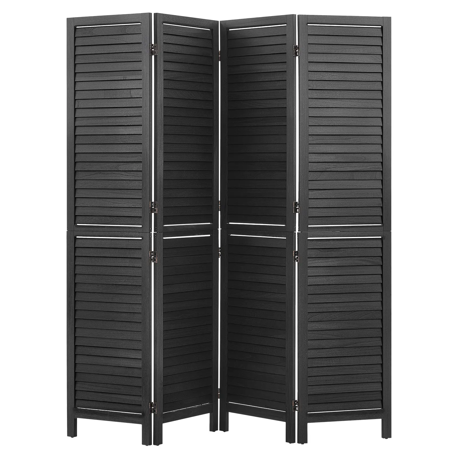 VEVOR Wood Room Divider 4 Panels 67 in Wood Folding Privacy Screen Black, For Room Separation & Home Decor, Solid Frame, 360° Two-Way Hinges, Easy Assembly, Louvered Wooden Partition with Hardware