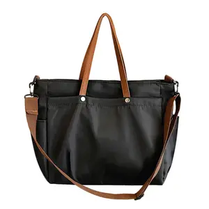 Women's Large Capacity Minimalist Tote Bag, Casual Versatile Nylon Shoulder Crossbody Bag, Multi‑pocket Daily Commuter Handbag, All‑match Messenger Bag for Office School Shopping Dating Daily Wear