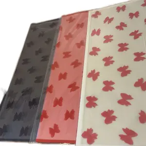 Korean Paper in Black and Red Colors with Bow Print for Creative Projects