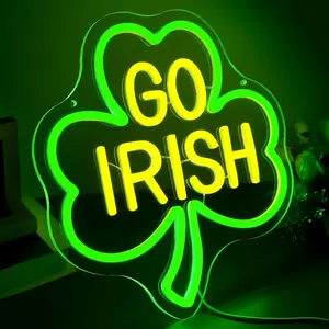 St. Patrick's Day Neon Sign for Wall Decor University Football Team Sign Led Neon Light for Man Cave Birthday Gifts for Fans Party Club Bar Dorm Decor