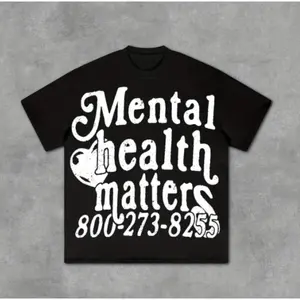 Men's round neck cotton T-shirt mental health hotline number is a must-have for leisure, popular hip-hop, fitness exercise, suitable for daily life, suitable for medical workers, and an excellent gift for Nurses' Day, International Nurses' Day or Carnival
