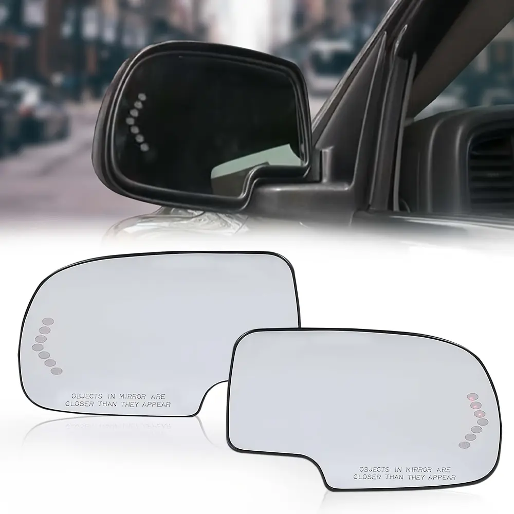 Silverado Mirror Glass Heated Mirror Glass Chevy Silverado Accessories Heated Exterior Mirror Glass With Turn Signal Fit For Chevy Avalanche Silverado Suburban Tahoe GMC Sierra Yukon Cadillac Escalade 2003-2007 - Perfect Flush Fit caps