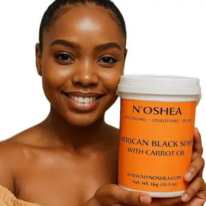 N'OSHEA African Black Soap Paste Infused with Carrot Oil - 100% Organic Cruelty Free Vegan Soap Paste 1kg