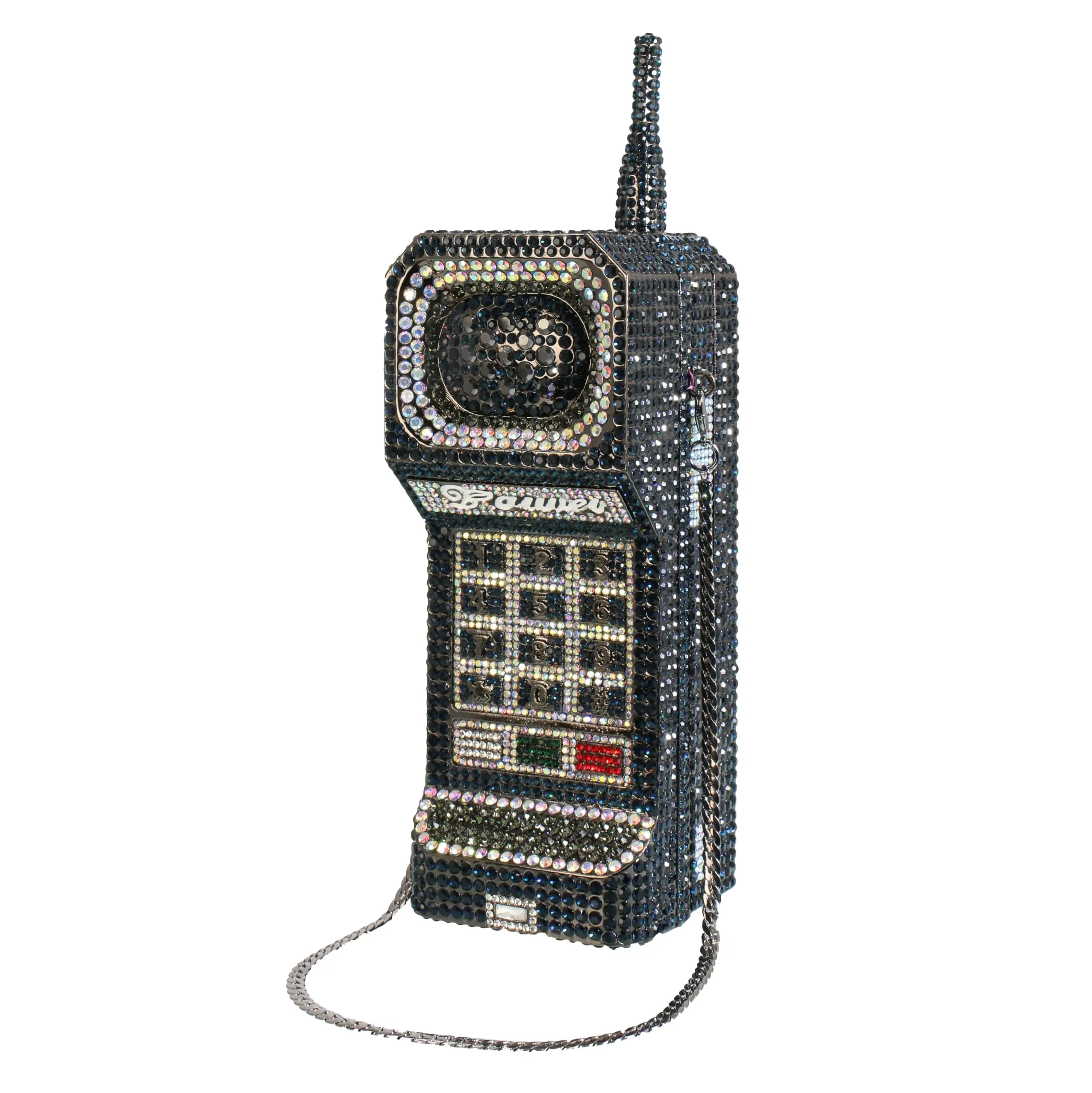 PSBIY Women Brick Phone Rhinestone Clutch, Vintage Mobile Phone Crystal Evening Bag, Sparkly Novelty Purse for Prom, Wedding & Party