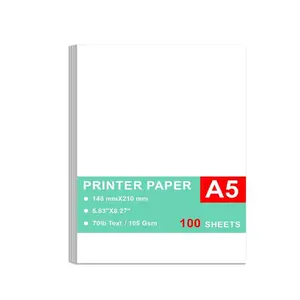 Printer Paper - 100 Sheets, A5 Premium Bright White Paper, 28lb Bond / 70lb Text (105 gsm) Bright White Paper – Great for Copy, Printing, Writing, 5.83" x 8.27" (148 x 210 mm)
