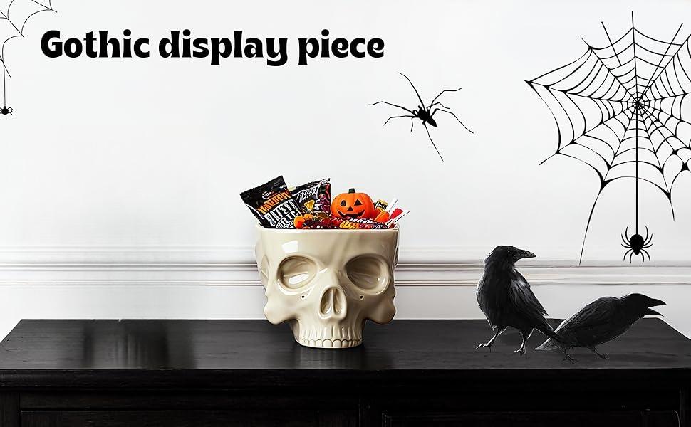 Food-grade Skull-shaped Ceramic Bowl for Cereal Pasta Ice Cream Gothic Tabletop Decoration SEO Words Bottles Organiser