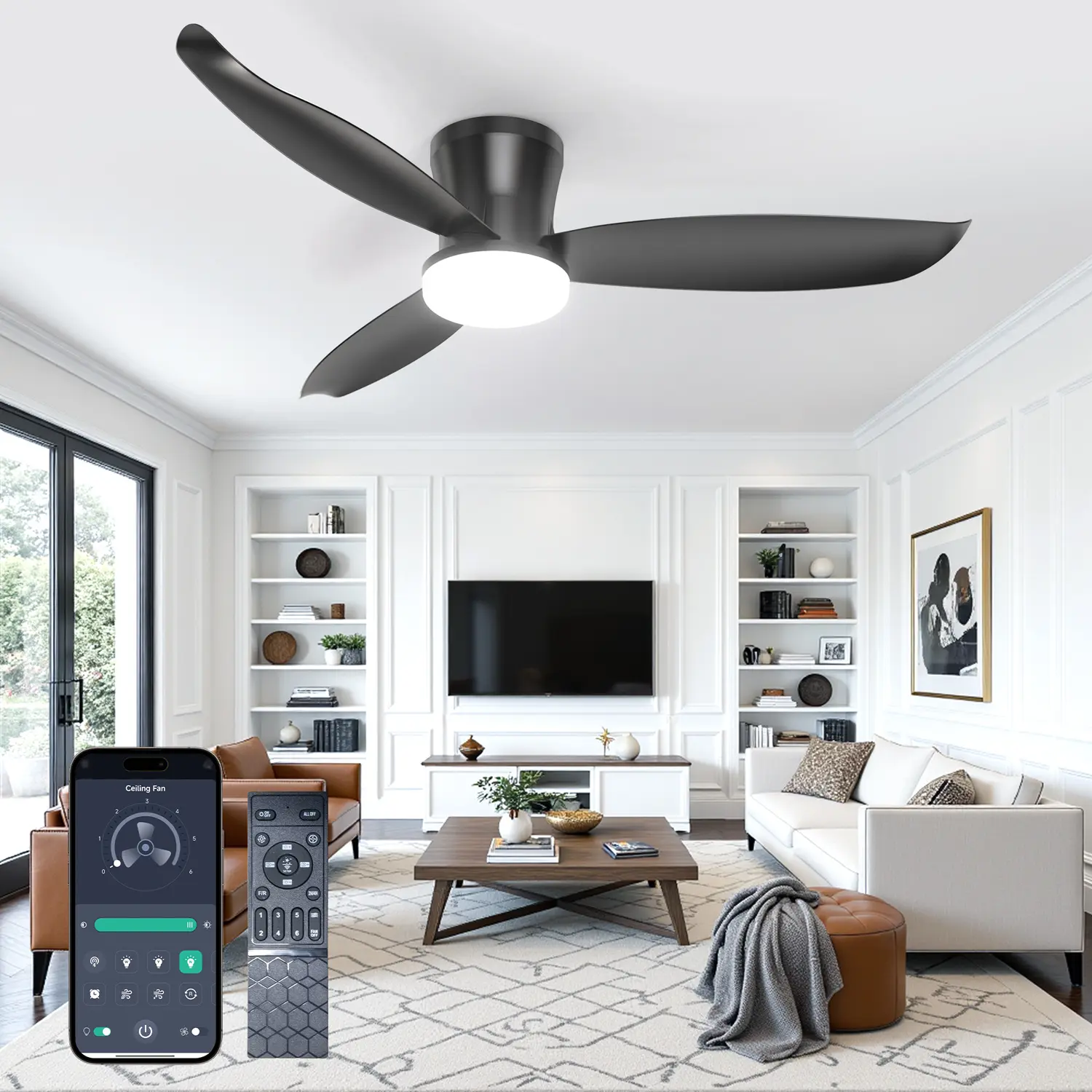 Matte Black Ceiling Fan- 42IN