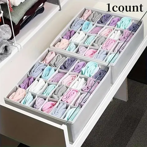 24 Grid Socks Storage Organization Box, 1 Count Foldable Socks & Underwear Storage Box, Socks Storage Organizer, Home Organizer for Bedroom, Closet, Drawer, Organizing Tool
