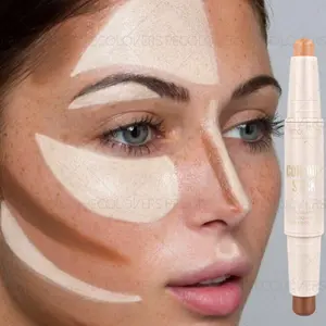 1PC Double-ended Contour Stick Bronzer, Smooth Finish, Suitable for Nose Bridge Shadow and V-face High Nose Bridge Makeup, Medium Coverage, Matte Finish for All Skin Types, Perfect Christmas Gift
