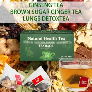 Teafy-Organic Herbal Tea Variety Pack,Ginseng Kidney Health Tea& Natural Product for Your Health Needs&Lung Detox Herbal Tea, Beverage Ginger Tea Bag