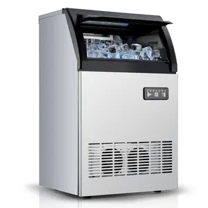Commercial Ice Maker Machine 100 LBS/24H, 33 LBS Ice Capacity, Stainless Steel Under Counter Large Ice Machine, 2 Water Inlet Modes, 45Pcs Clear Ice Cubes Ready in 11-20Mins, Scoops, Drain Pipe