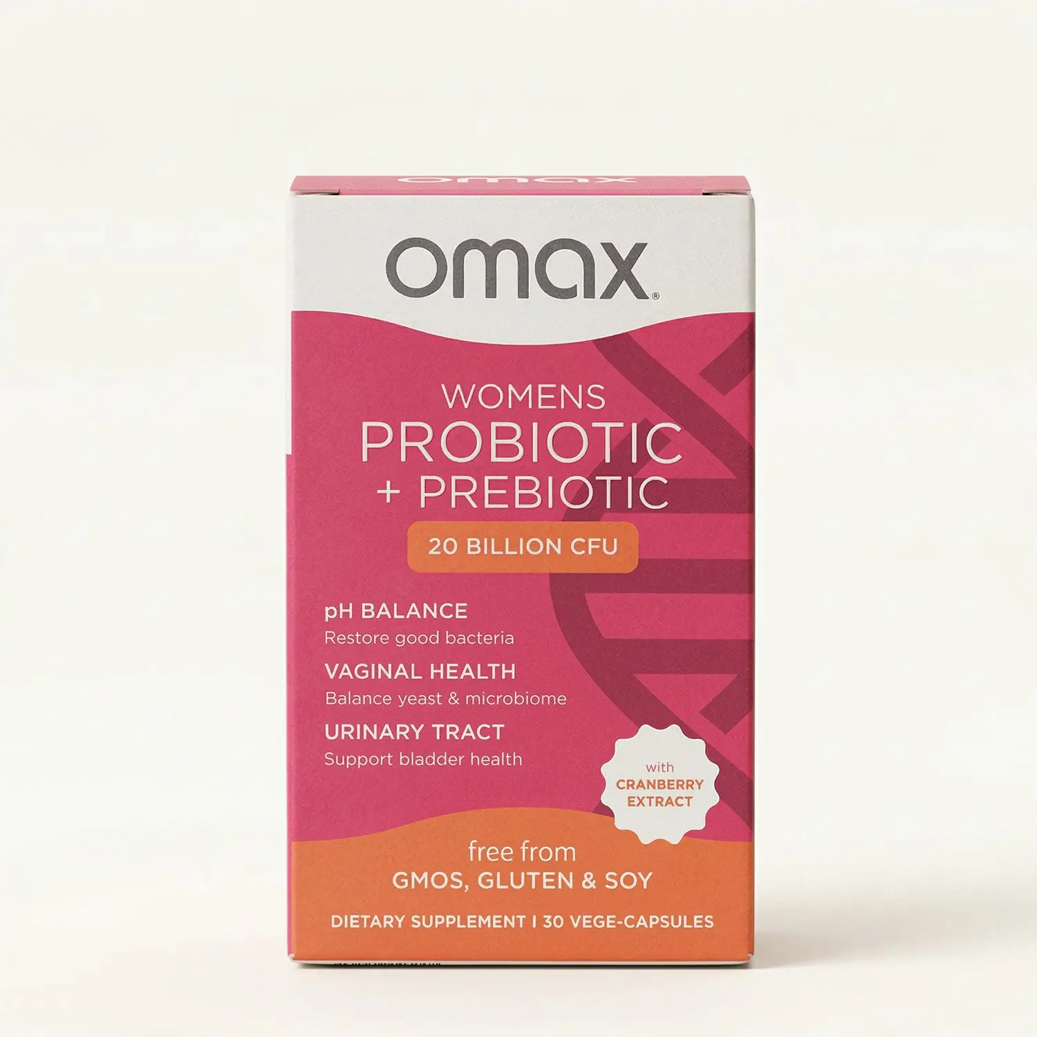 Omax Women’s Probiotic + Prebiotic with Cranberry | Gut, Vaginal & Urinary Support