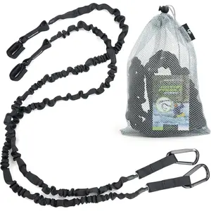 2 Pack Kayak Paddle Leash, 5-8 Feet Stretchable Paddle Strap with Carabiner Secure Leash Lanyard Rope for SUP Kayak Canoe Paddle Fishing Pole Rod