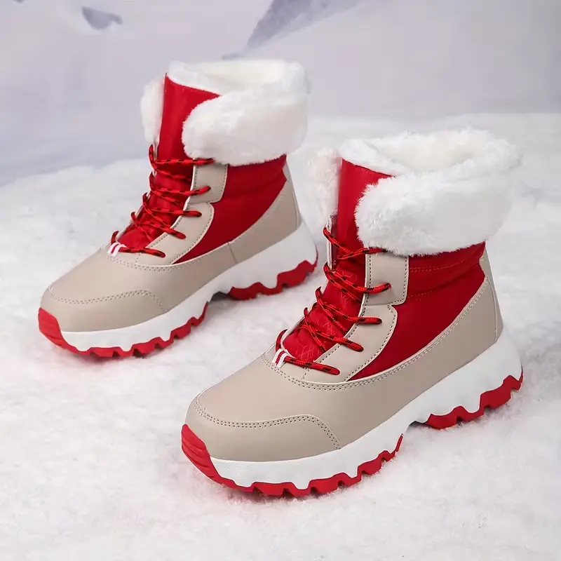 Women's Waterproof Snow Boots, Warm Plush Lined Winter Ankle Boots, Non-Slip Chunky Sole Lace-Up Outdoor Shoes for Snow Days, Walking, Commuting, Travel and Daily Wear