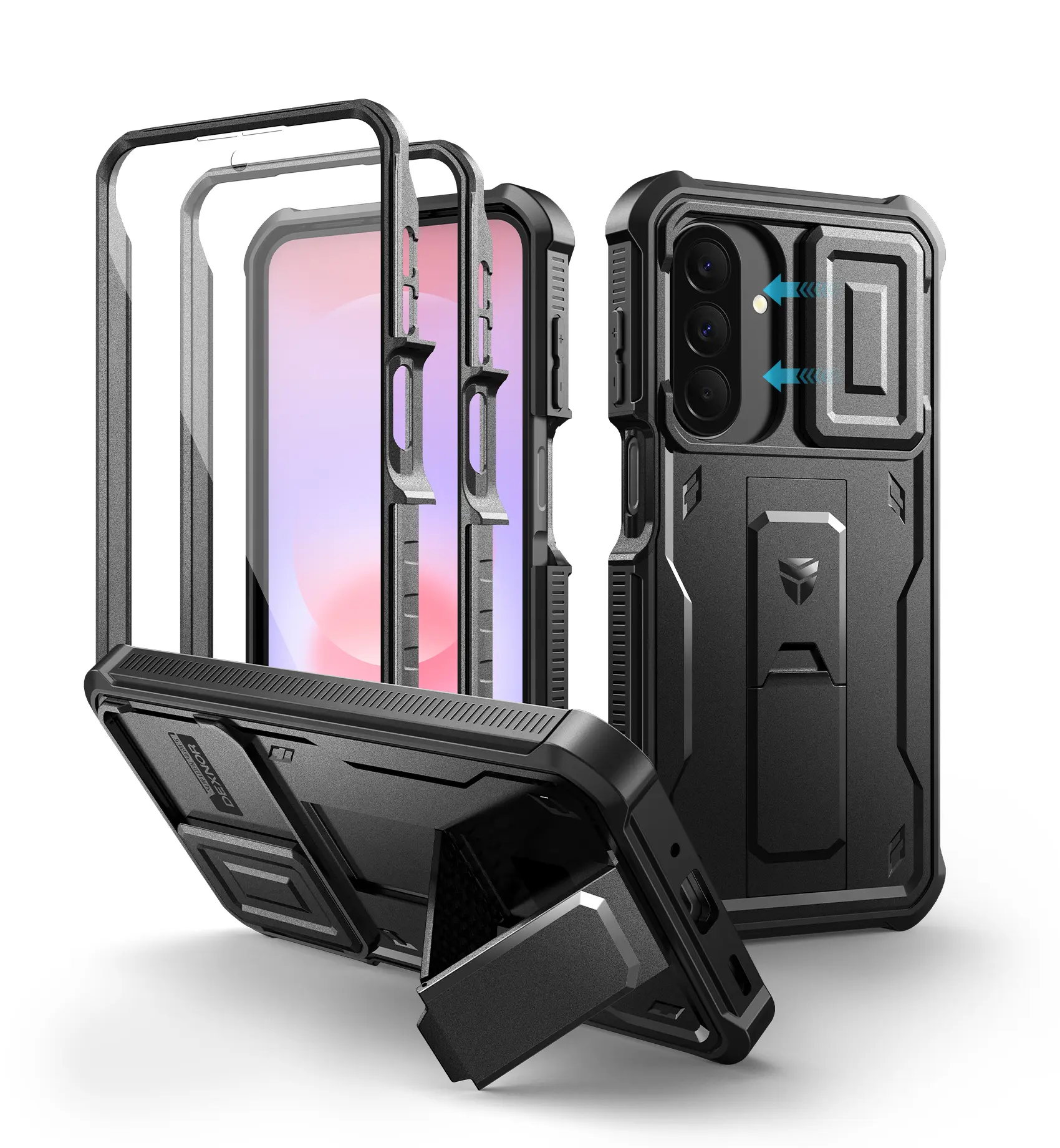 Dexnor for Samsung Galaxy A27/A26 5G Case, [2 Front Frame] [Built-in Magnetic Slide Camera Cover & Kickstand] Heavy Duty Protection Shockproof Phone Case with Screen Protector, 6.7 inch