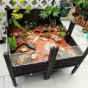 Rectangle Turtle Terrarium with DIY Landscaping, PP Material Breeding Box for Semi-Aquatic and Land Turtles, Eco-Friendly Habitat for Tortoise Care and Cultivation