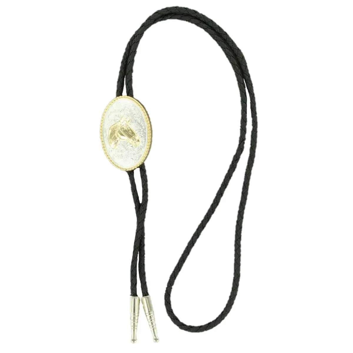 Double S Western Engraved Horse Head Slide Bolo Tie 22266
