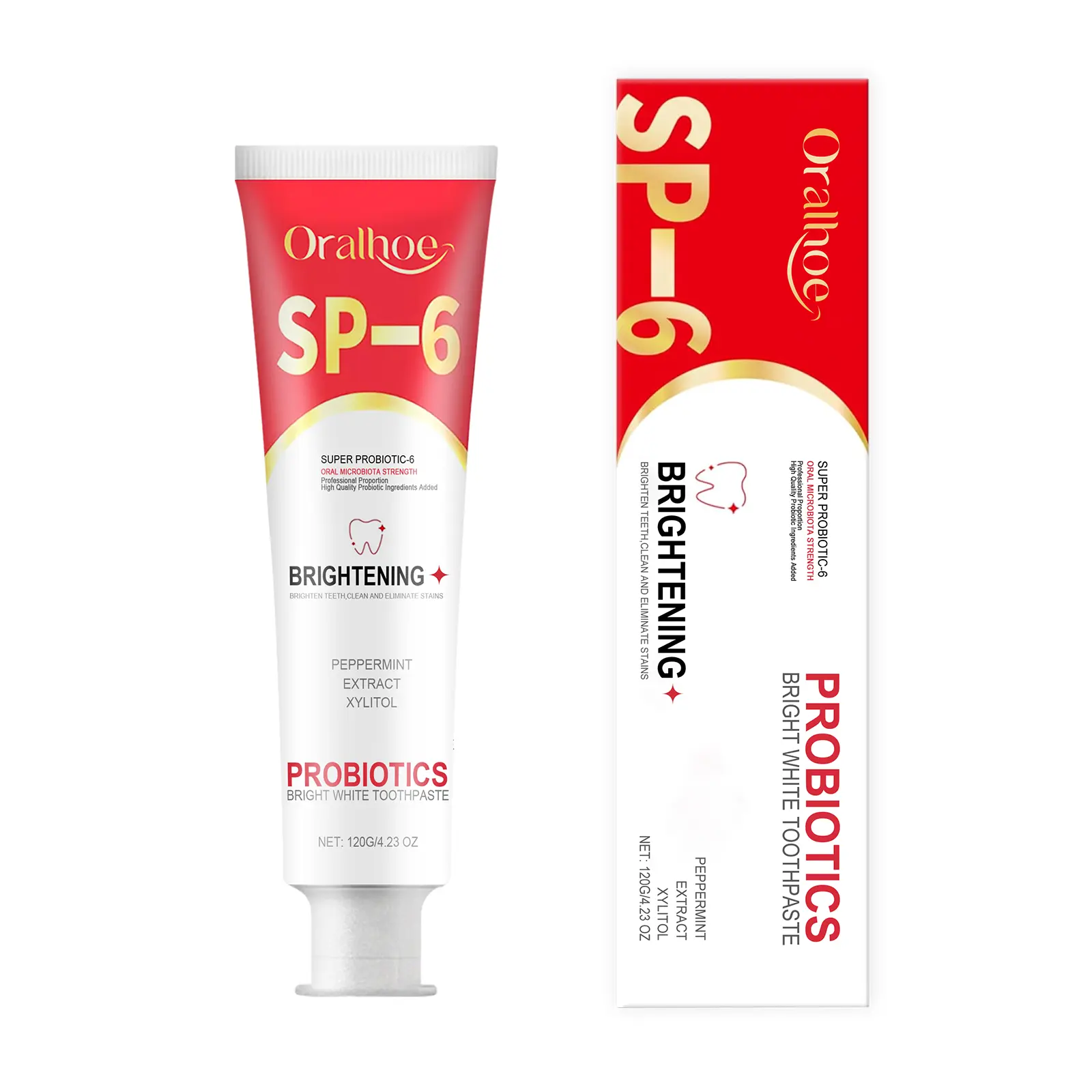 Oralhoe Probiotic Brightening Toothpaste Dental Hygiene And Stain Reduction Care Oral Care Toothpaste Yellow Tartar Sensitive flouride  free sp6  toothpaste Sensitive healthy toothpaste