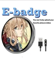 Digital Badge with Screen, Bluetooth-compatible Pixel Badge, 1.70 Inch 360x360 Resolution, Magnetic Smart Badge for Role Play, Events, Exhibitions