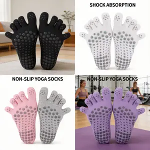 Professional yoga socks, five-toe non-slip women’s socks for indoor Pilates; mid-calf sports style; suitable for spring/summer, fall, and winter workouts.