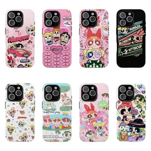 Kawaii Powerpuffs Anime Girls Film Shell Painting Cute Phone Cases For iPhone 17Promax Pro Air 16 Plus 15 14 13 12 11 and SSGalaxy S22 S23 S24 S25 S26 Shockproof Protective Cover Best Gifts of Christmas Halloween Birthday Valentine