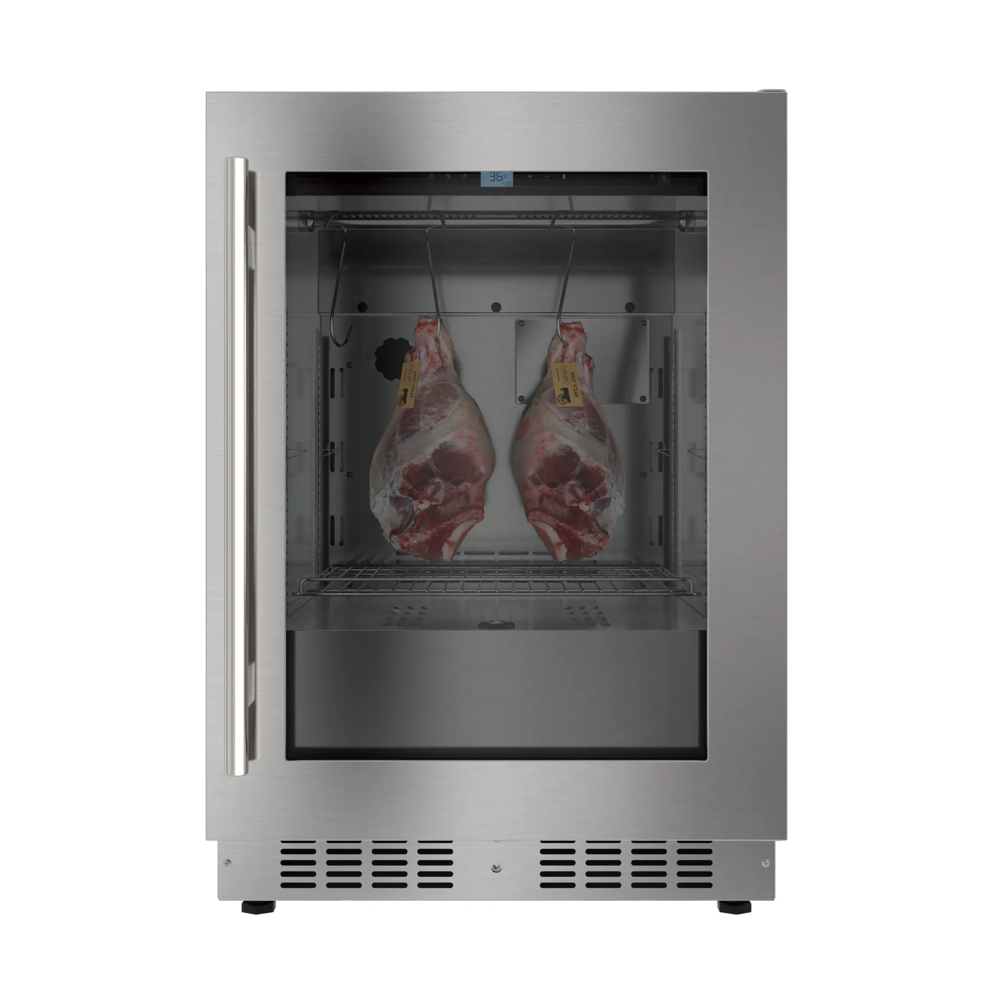 KoolMore New 24 in. Compact Undercounter Dry Aging Refrigerator - Stainless Steel, 1 Charcoal Filter, 36°F to 43°F Range, LCD Display, Commercial & Residential Use (KM-DAR-34SS)