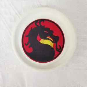 1PCS red circular embroidery patch with dragon theme, Unique embroidery, featuring a design badge, suitable for DIY decorative patches on hats, bags, clothing. Made of durable materials, it can be sewn, ironed, and washed with hot melt