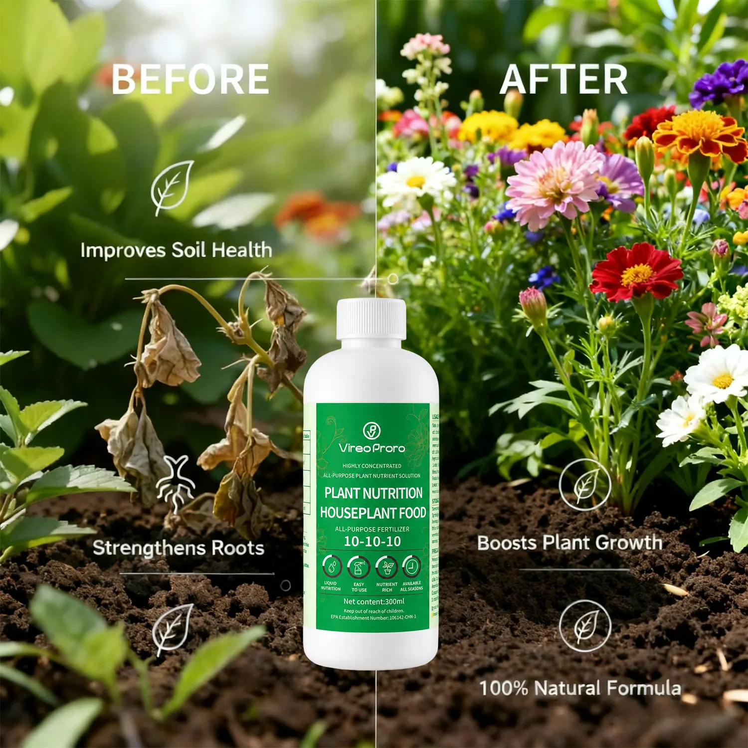 E03  Gentle Liquid Plant Fertilizer for Indoor Plant Care | Plant Food for Beginners and Plant Lovers