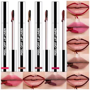 4 Pcs Matte Liquid Lip Stain Peel Off Lip Liner, Long Lasting Lip Tattoo, Waterproof & Transfer-Proof Lip Liner Peel Off Lip Gloss for All Skin Types.