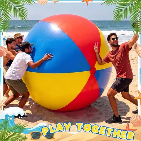 MIDOAIS 40inch(100cm) Giant Rainbow Plastic Unisex Beach Ball - Extra-Large Giant Inflatable Ball Balloons, Plastic Fun Ballz for Backyard Fun, Pool Games & Festive Party Supplies