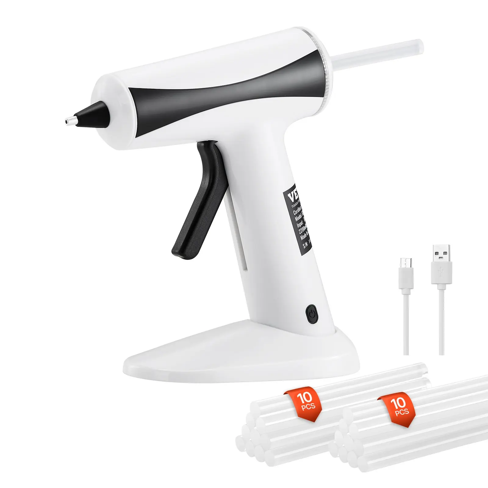 VEVOR Hot Glue Gun, Rechargeable Cordless Glue Gun, Mini Wireless Hot Glue Gun Kit with 2200mAh Battery, 20 Pcs Glue Sticks, Fast Preheating & High Temp, for Crafts, Arts, DIY, Quick Home RepairsSummervibes