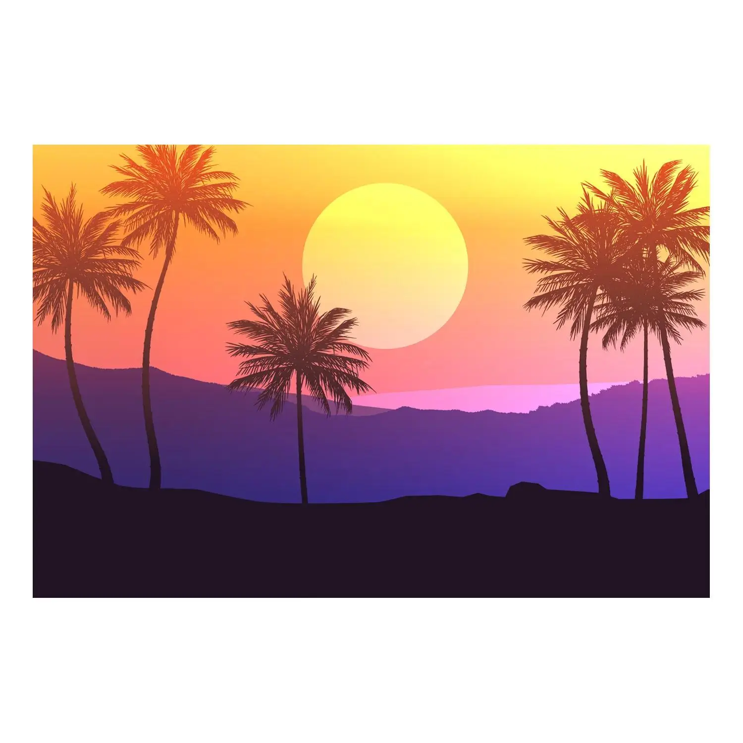 Palm Tree Sunset Photo Wall Picture Backdrop Banner, 2-Pc Decorative Banner for Home Party Decorations (Baby & Maternity Room Decor), Outdoor Party Decoration