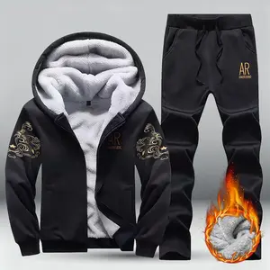 Men's 2-piece warm winter jacket and pants set, zip-up hooded jacket with matching snow pants, suitable for cold weather - fleece lining - outdoor use - fitness running - thick and warm - - suitable for casual and  Clothes Menswear