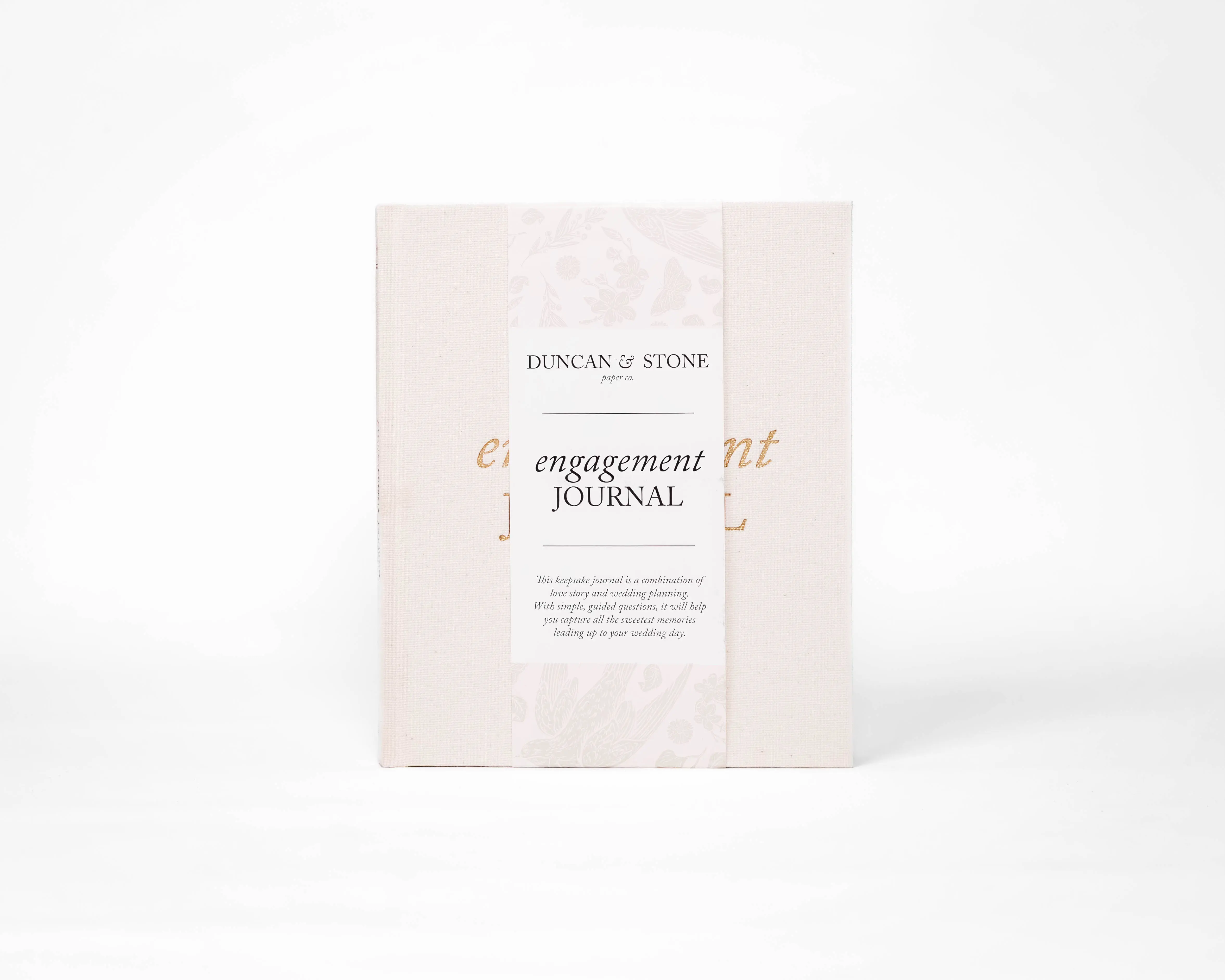 DUNCAN & STONE PAPER CO Engagement Journal, Linen Bound Hard Cover with Gold Embossed Title, 69 Pages, Flat Lay Spine, Office Notebook for Wedding Bride-to-be & Engagement Celebrations