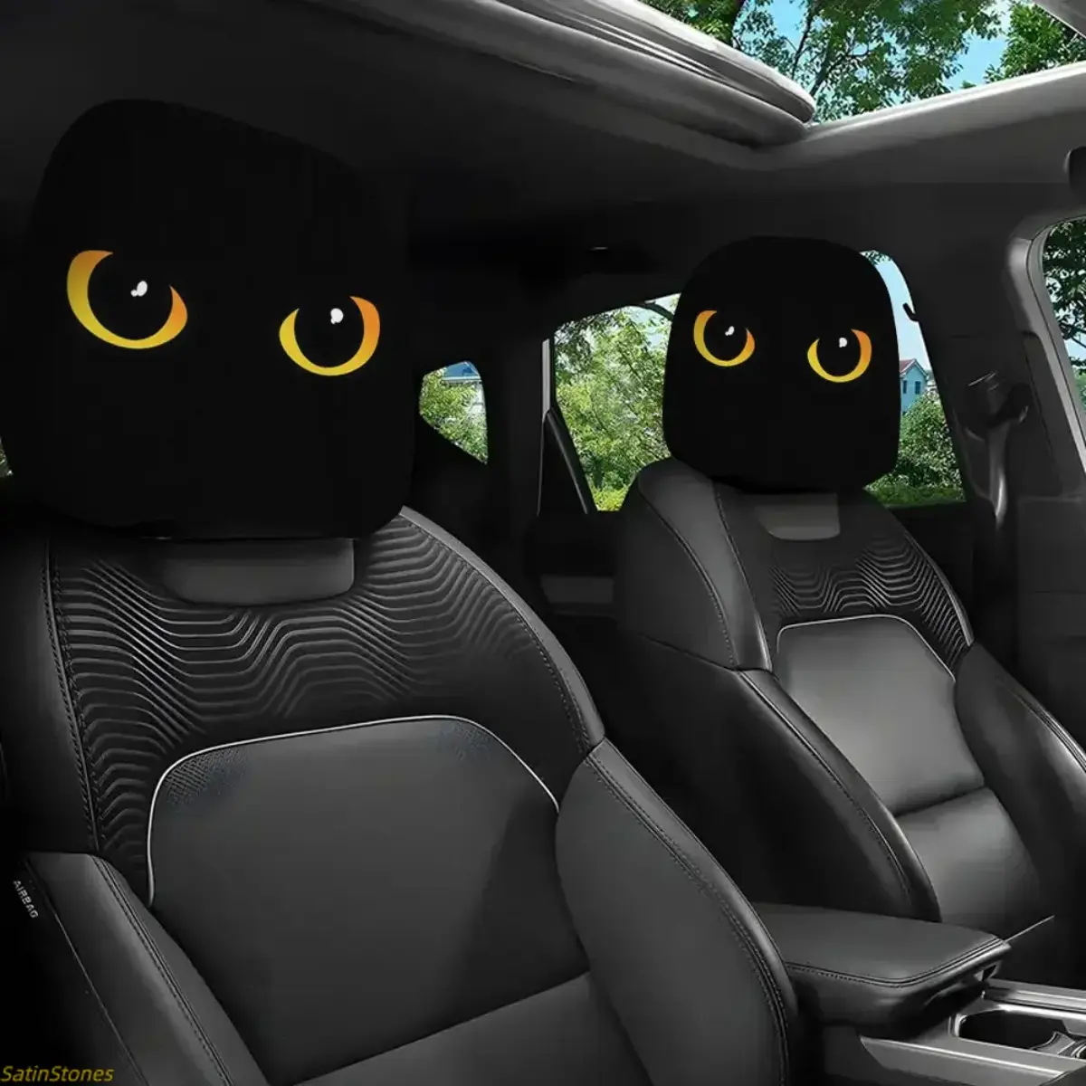 2-Pack Cat Eye Car Headrest Covers, Cars Vehicle Accessories, Flexible Design, All-Day Use, Fashionable Interior Decoration, Ideal Gift for Friends and Family, Car Interior Accessory, Accessories For Car