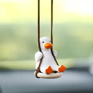 Cute Anime Swing Duck Pendant, Car Accessories, Gypsum Material, Perfect for Rearview Mirrors & Gifts, Unique Design