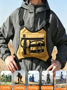 Outdoor Sports Chest Pack, Adjustable Running Vest Bag with Zipper Pockets, Breathable Chest Rig for Hiking & Jogging, Jogging Equipment