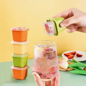 Ice Cube Tray Set, 6 Independent Large Ice Cubes, Easy Release Ice Molds, Dual Use for Ice & Popsicles, Quick Freeze Ice Box, Compact Storage