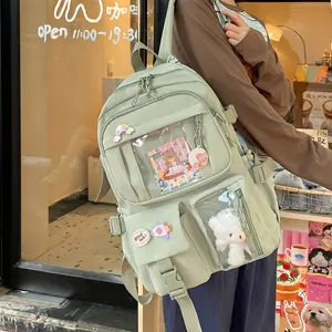 2026 New Korean Student Bear Backpack Large Capacity Harajuku Simple Style School Bag for Girls