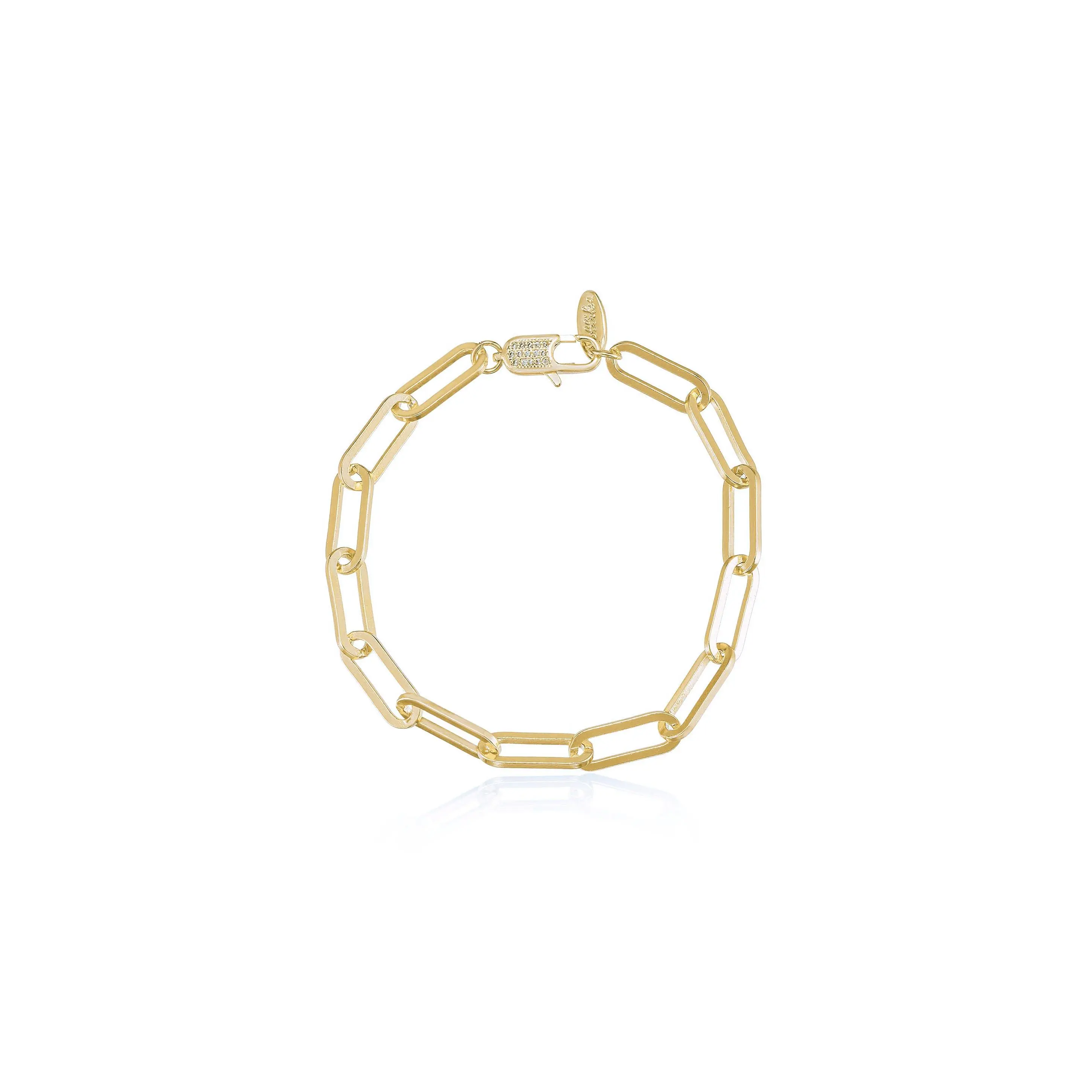 Ettika Interlinked Chain Bracelet – 18k Gold Plated with Cubic Zirconia Pavé Lobster Clasp