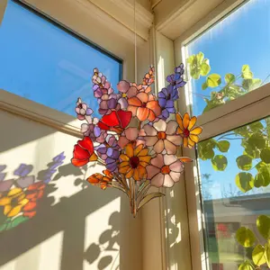 Vibrant Wildflower Suncatcher, Wildflower Acrylic Suncatcher, Wildflower Window Hanging Decor, Florist Suncatcher, Gift for Flower Lover