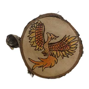 Phoenix Rise Nation Wood-Burned Magnet – 3 Inch Handcrafted Wooden Fridge Magnet