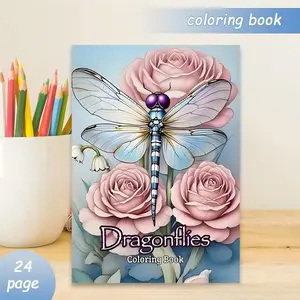 New Best-Selling A4 Dragonfly Coloring Book, Thickened Coloring Book, Drawing Book, Fill-In-The-Blank Book, Watercolor Painting Book, Ideal for Kids and Adults