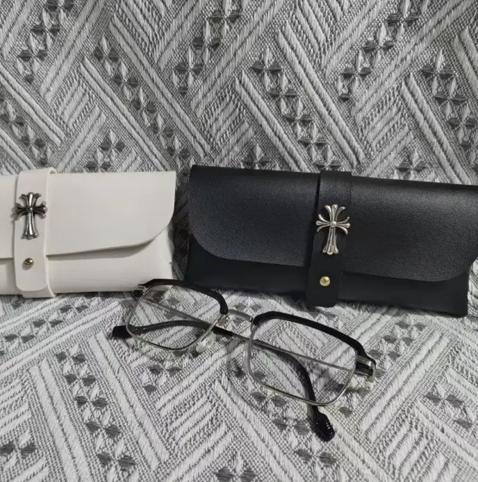 Cross-pattern leather glasses case: a lightweight, universal, stylish, minimalist, and sophisticated design