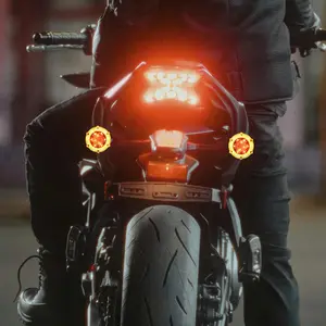 1 pair Universal Motorcycle DRL Turn Signal Light Motorbike Led Indicator Daytime Running Light Flowing Brake Strobe Flash DC12V