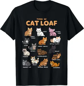 100% Cotton Types of Cat Loaf Cute Kitten Kawaii Cats, Cat Lover T-Shirt