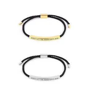 Don't Let The Hard Days Win Inspire Bracelet - Stainless Steel 18K Gold Plated Braided Design with Engraved Message, Adjustable Up to 10", Unisex Positive Motivational Bracelets