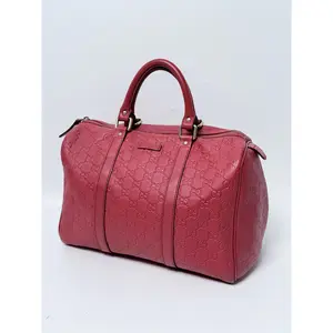 Pre-owned GUCCI Leather Shoulder Bags Guccissima Medium Joy Boston Bag Red Handle Hanbag JD124GG