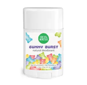 Fresh Monster Natural Deodorant for Kids & Teens I Mom's Choice Gold Award Winner | Aluminum-Free, Paraben-Free, Hypoallergenic I 24-Hour Protection I Beach Gummy Burst Scent I 1.76 oz