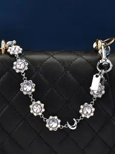 Retro and fashionable oval carved rhinestone bag chain,metal crossbody bag chain for women, bag chain